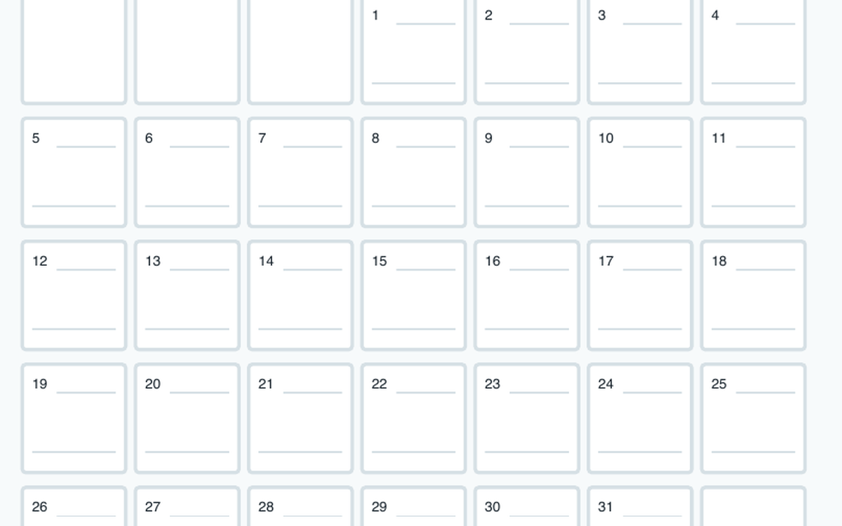 Cropped preview of the Doctors Planner 2026 monthly calendar grid